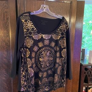 LUCKY 3/4 sleeve metallic design tee